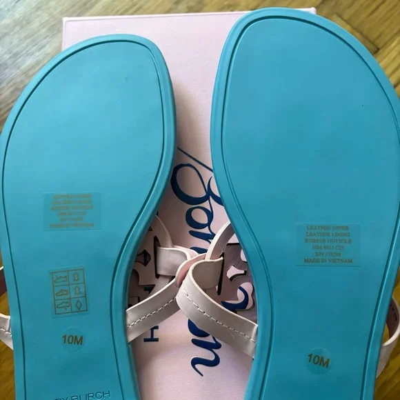 Tory Burch x BonBon Miller Patent Leather Pink and Blue Sandals Cotton Candy 10